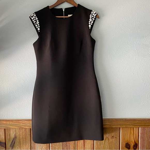 Elegant Kate Spade Embellished Rhinestone Black Midi Cocktail Dress Size 6 - Picture 1 of 13